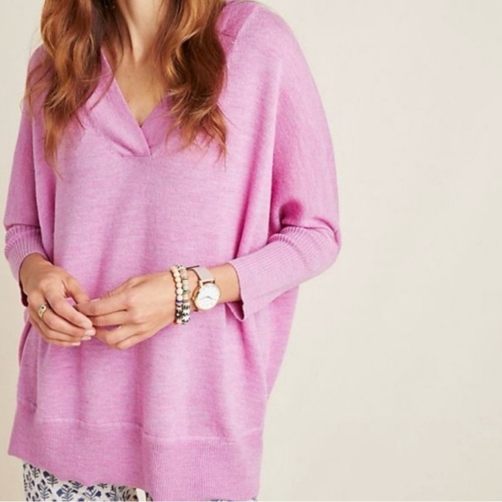 Anthropologie Araminta V Neck  Merino Wool Sweater